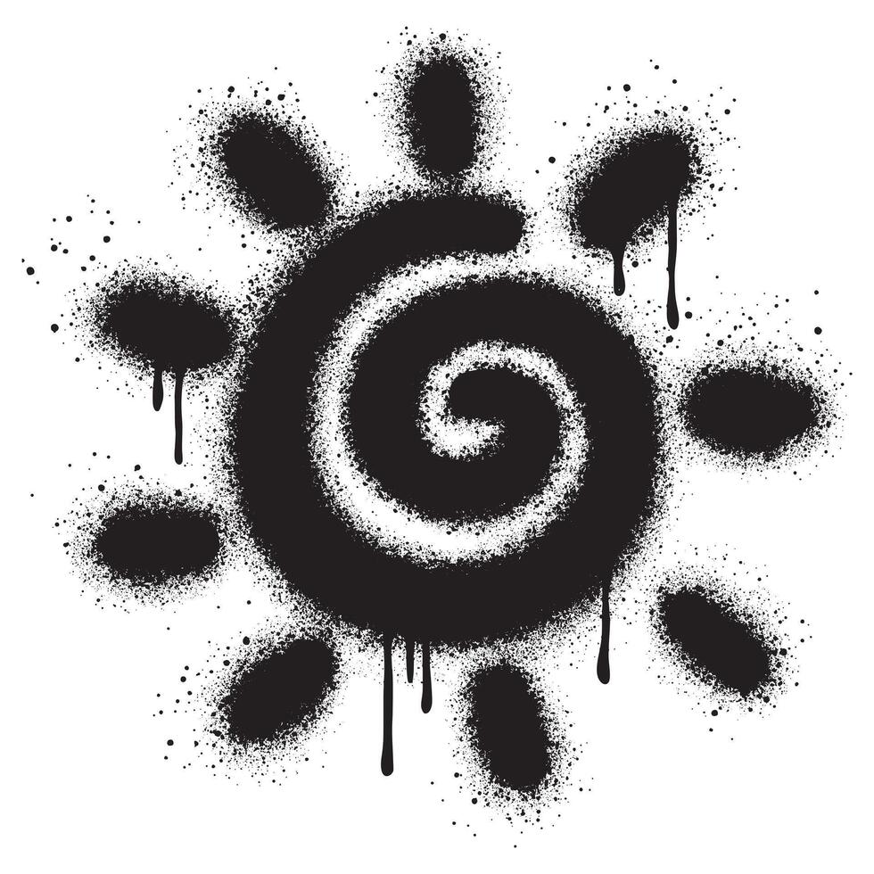 sun spray paint vector. Graffiti, grunge, sunlight graffiti spray on white background. vector