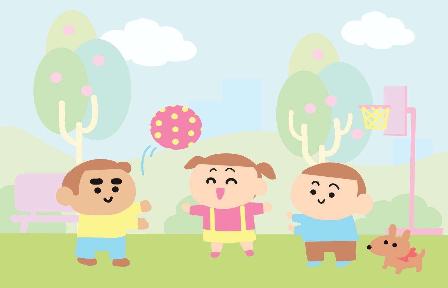 niños jugando a el jardín. vector