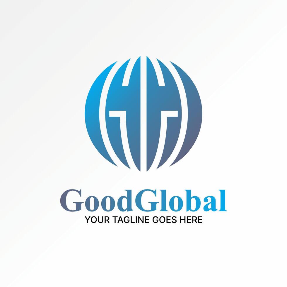 Logo design graphic concept creative premium abstract vector stock sign letter initial GG line font on globe wolrd Related to sphere plane earth orbit