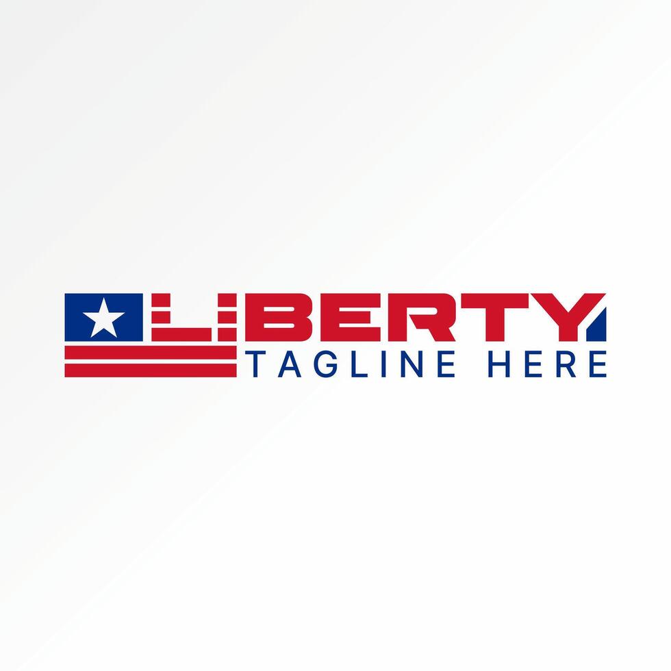 Logo design graphic concept creative premium abstract vector stock sign letter Liberty with unique american flag. Related to national statue new york
