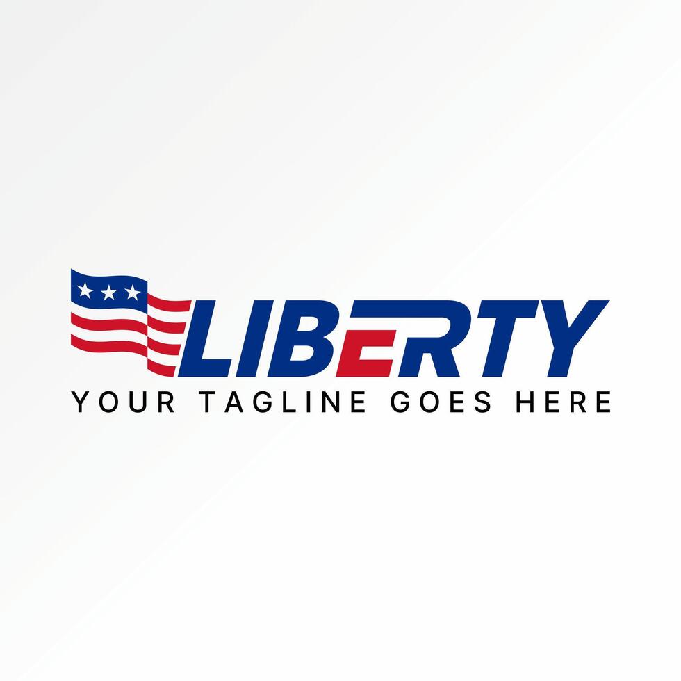 Logo design graphic concept creative premium vector stock sign abstract letter Liberty with unique american flag. Related to national statue new york