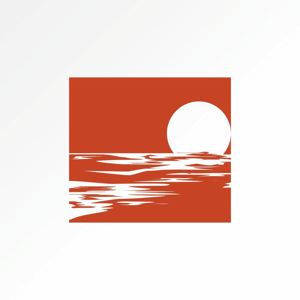 logo diseño gráfico concepto creativo prima resumen vector valores firmar bloquear negativo espacio playa puesta de sol amanecer relacionado a pintura noche Oceano ola