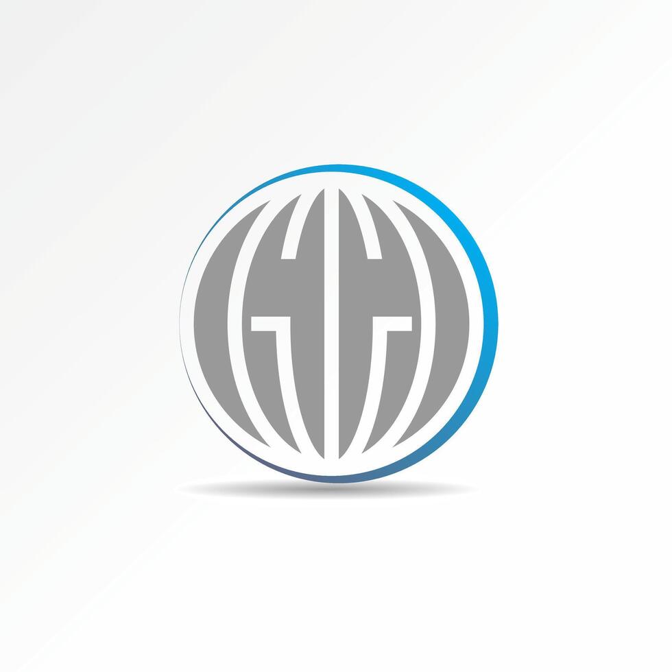 Logo design graphic concept creative premium abstract sign vector stock letter initial GG line font on globe world Related to sphere plane earth orbit