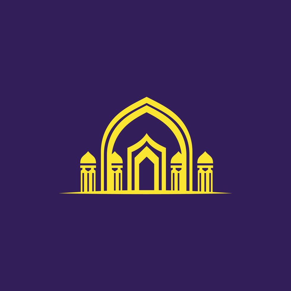 minimalist gold mosque islamic luxury logo icon concept vector design