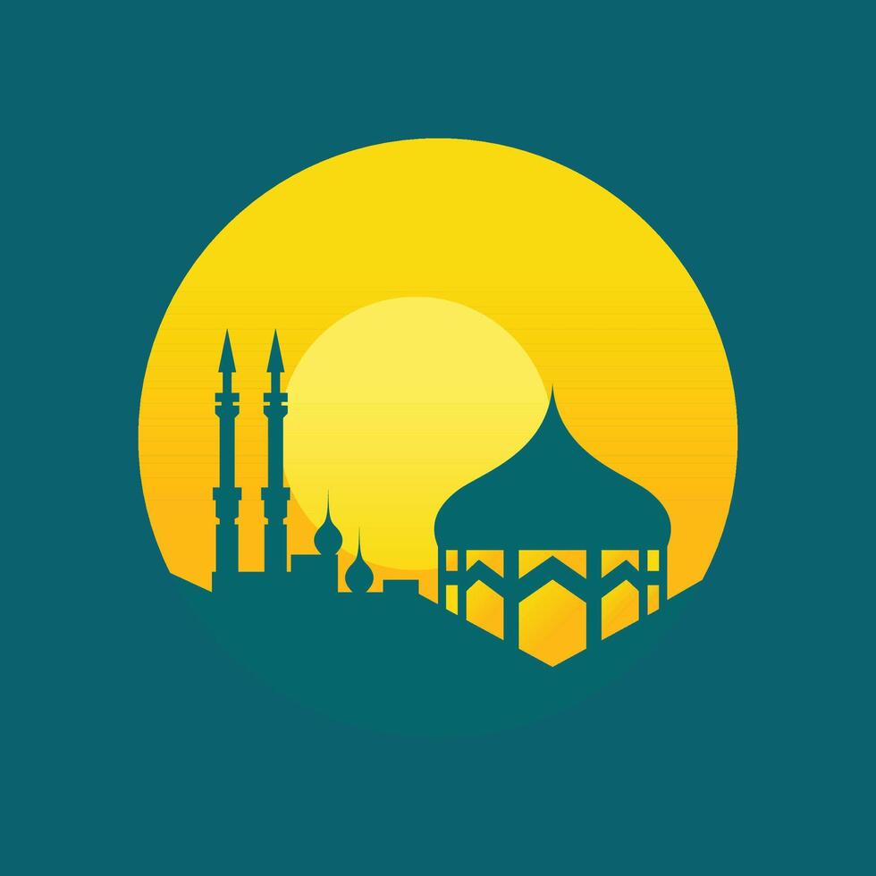 ramadan blue mosque islamic logo icon concept vector design