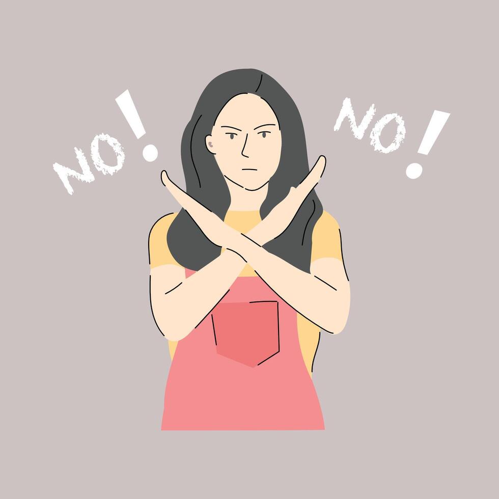 Woman gesturing no vector illustration