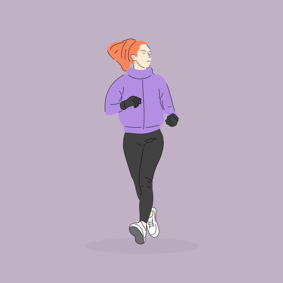 deportivo mujer vistiendo deporte atuendo corriendo ilustración vector