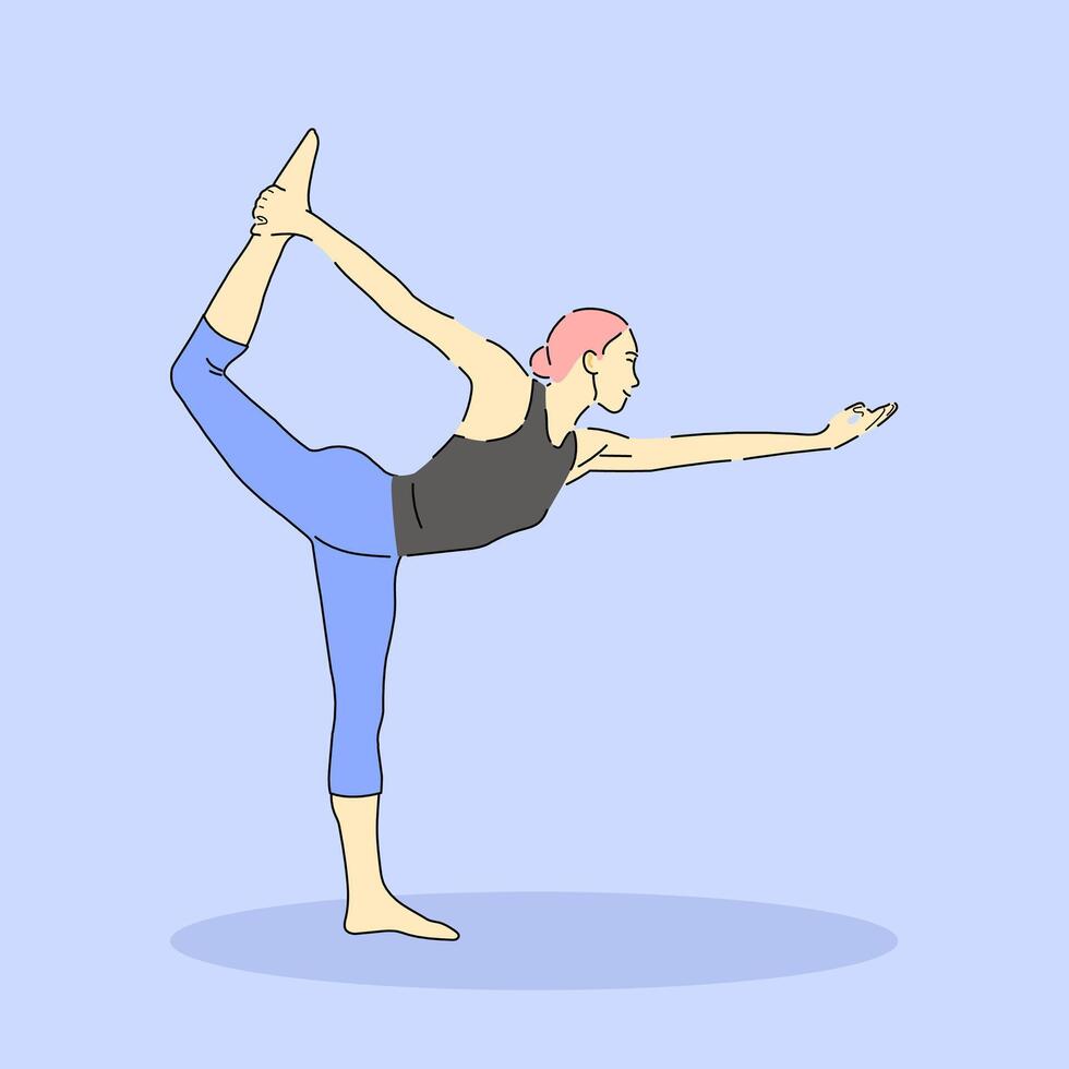 estético yoga poses vector con salud y cuerpo ilustración