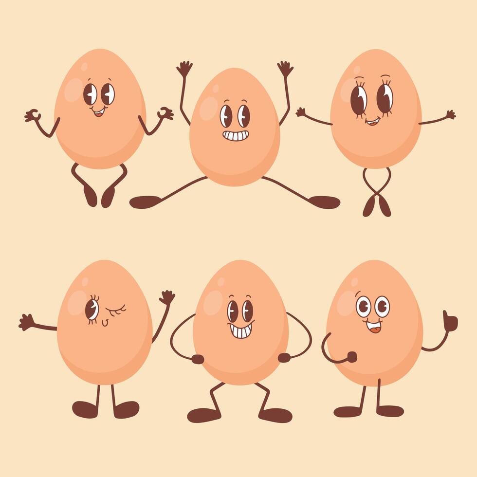 Egg in kawaii style. The concept of proper nutrition and healthy lifestyle. Vector illustration isolated on white background.