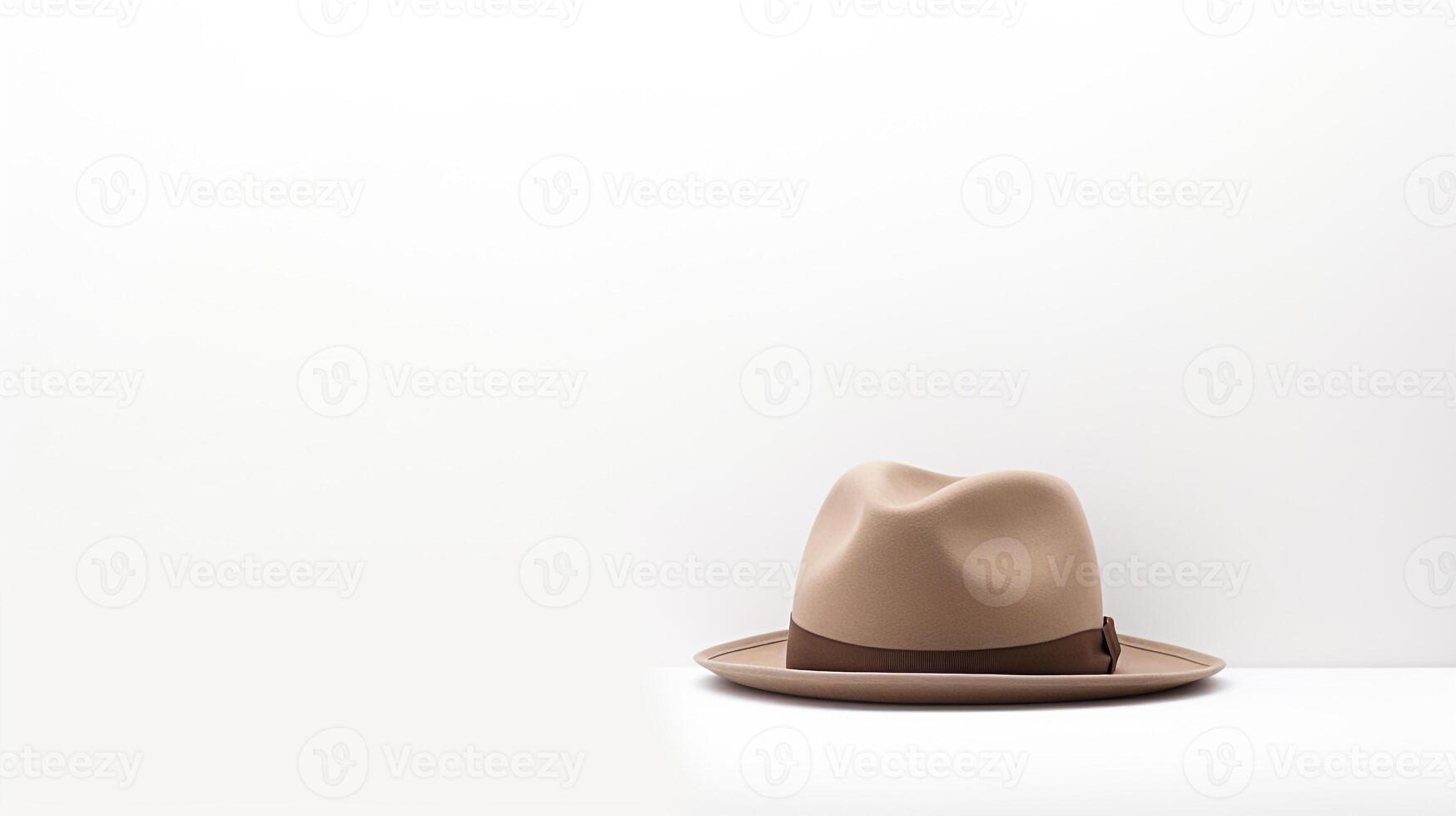 AI generated Photo of Beige Fedora Hat isolated on white background. AI Generated