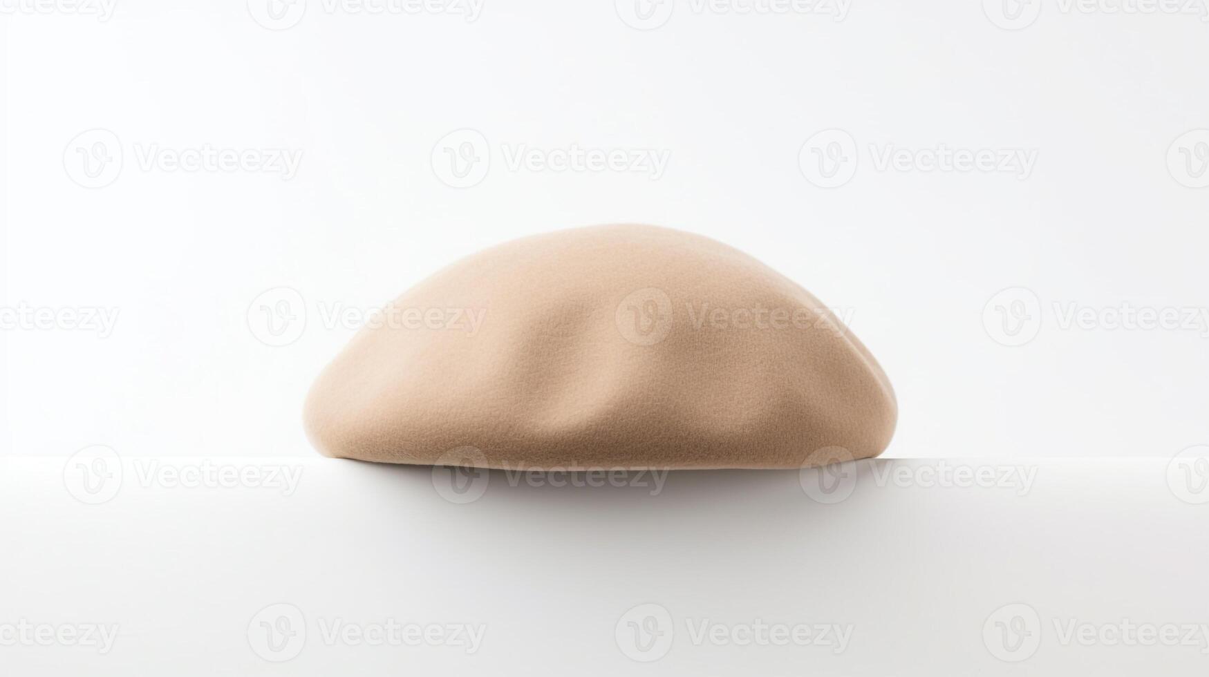 AI generated Photo of Beige Beret Hat isolated on white background. AI Generated