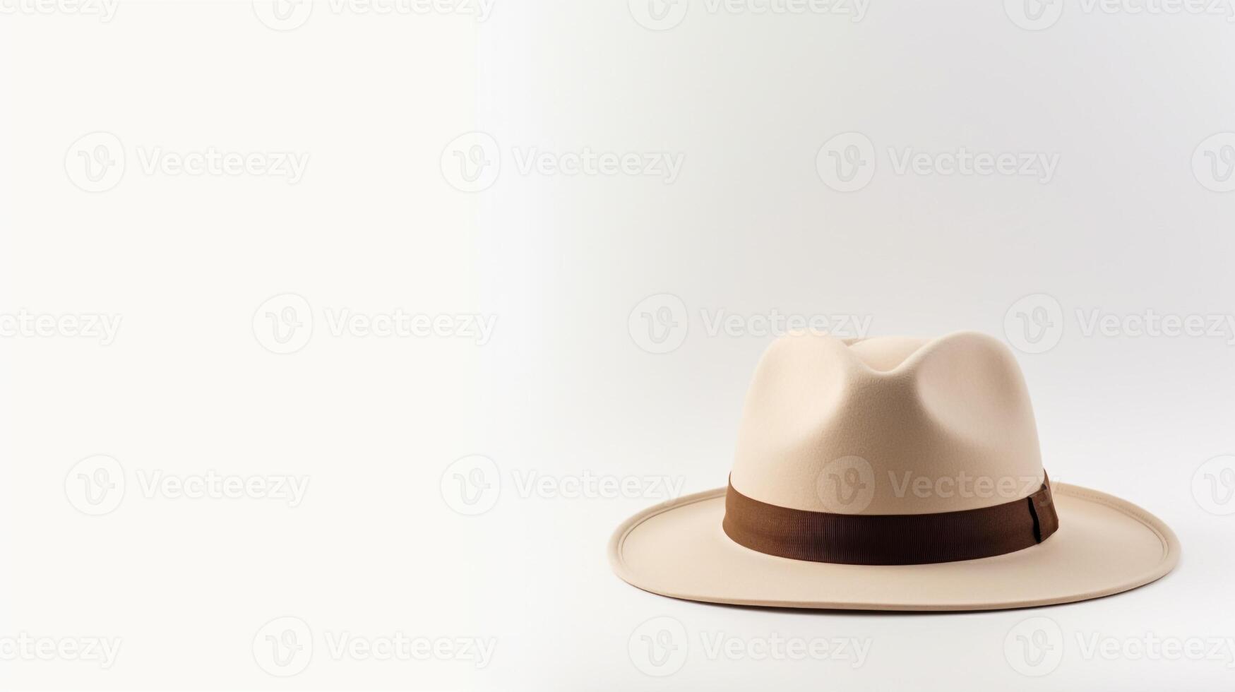 AI generated Photo of Beige Fedora Hat isolated on white background. AI Generated