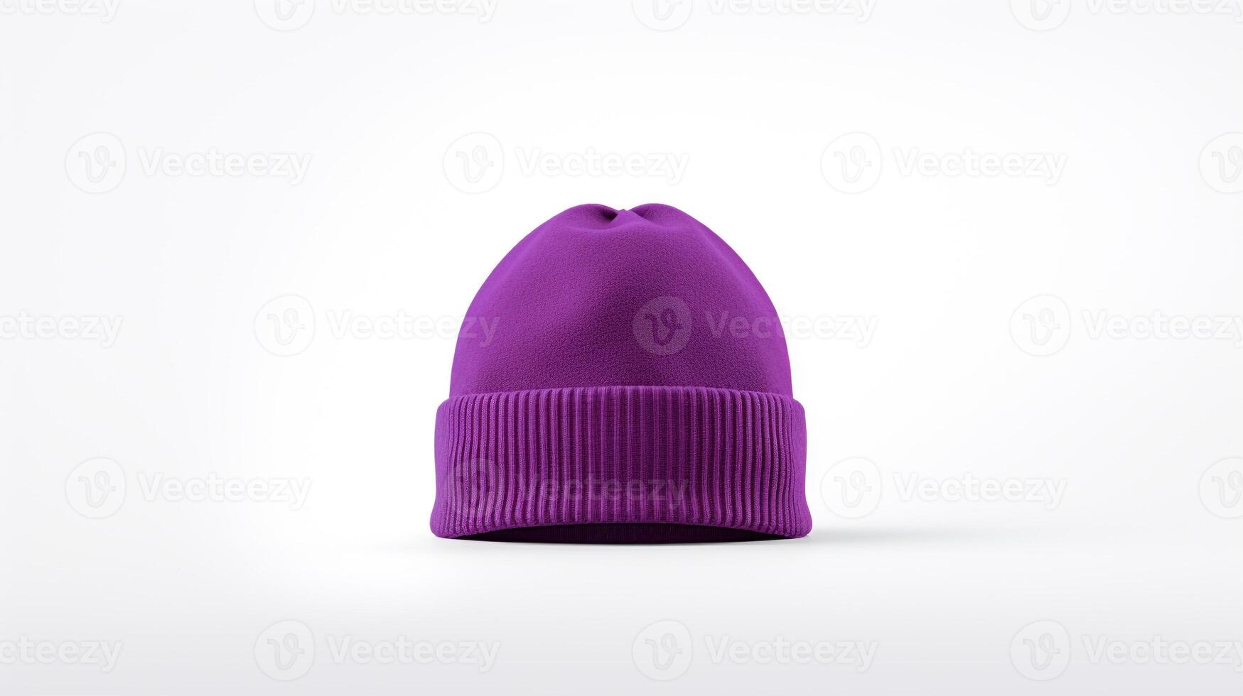 AI generated Photo of Purple Beanie cap isolated on white background. AI Generated