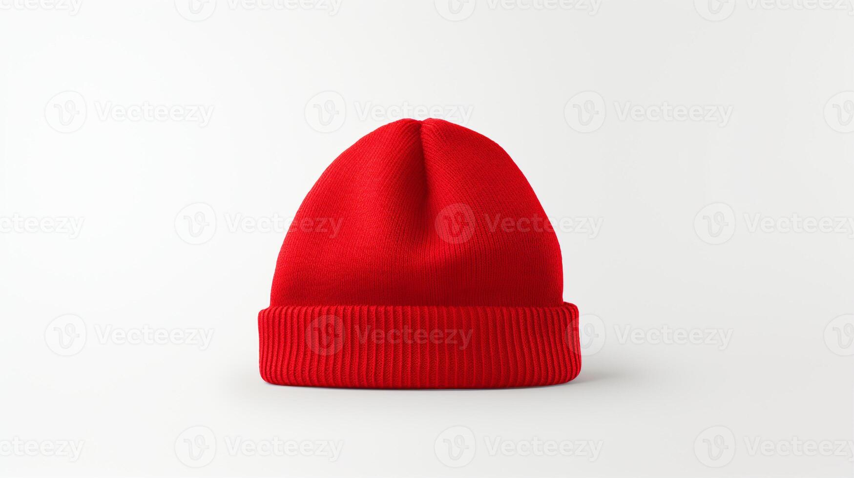 AI generated Photo of Red Beanie cap isolated on white background. AI Generated