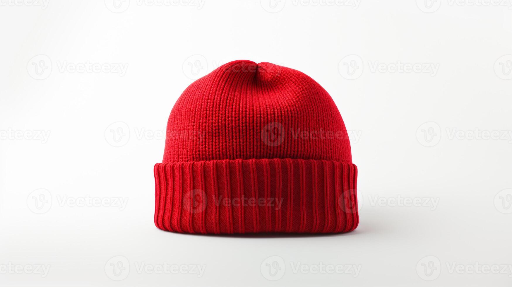 AI generated Photo of Red Beanie cap isolated on white background. AI Generated