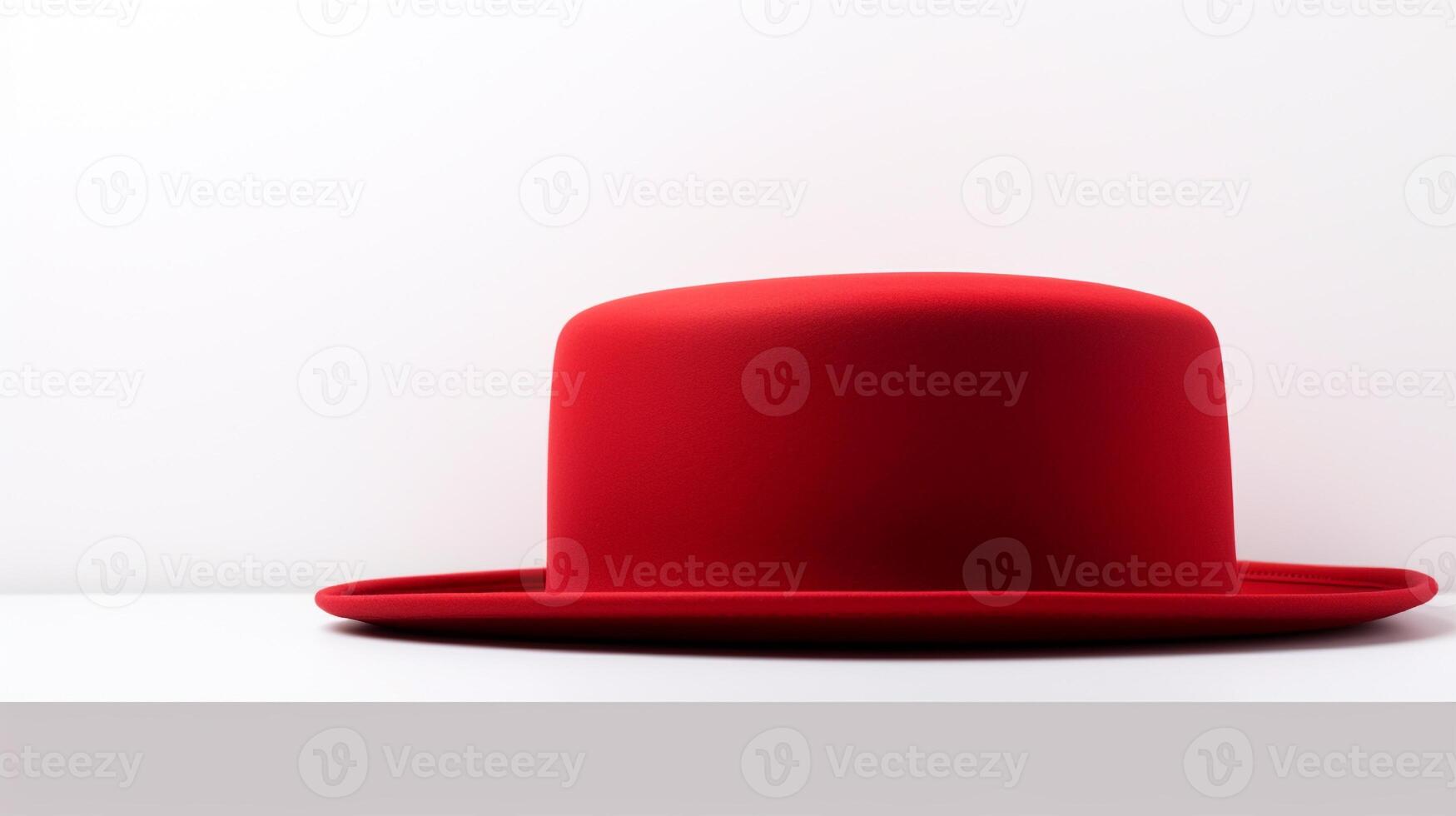 AI generated Photo of Red Boater Hat isolated on white background. AI Generated