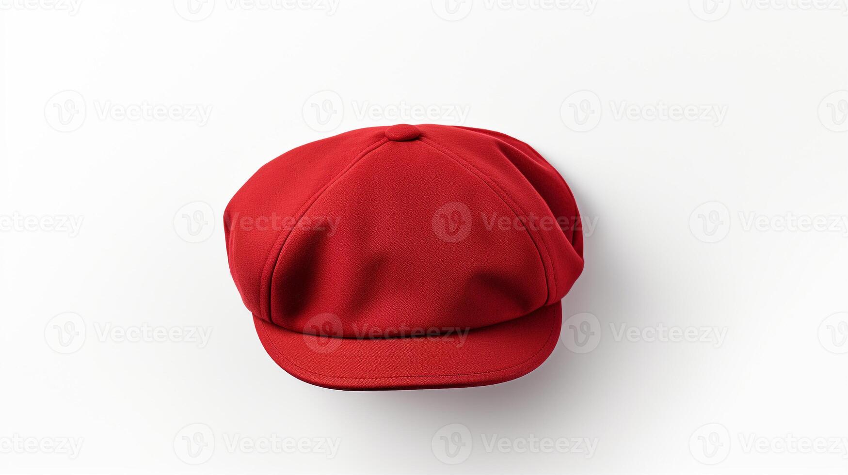 AI generated Photo of Red Newsboy Cap isolated on white background. AI Generated