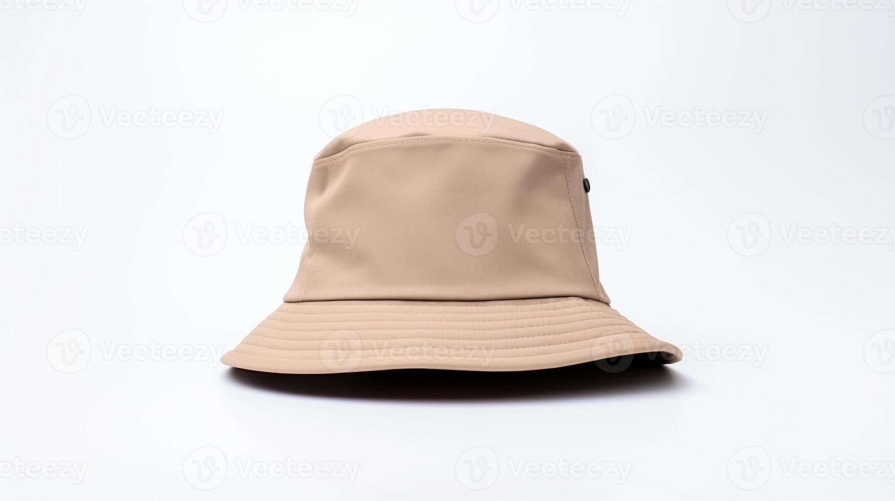 AI generated Photo of Beige Bucket Hat isolated on white background. AI Generated