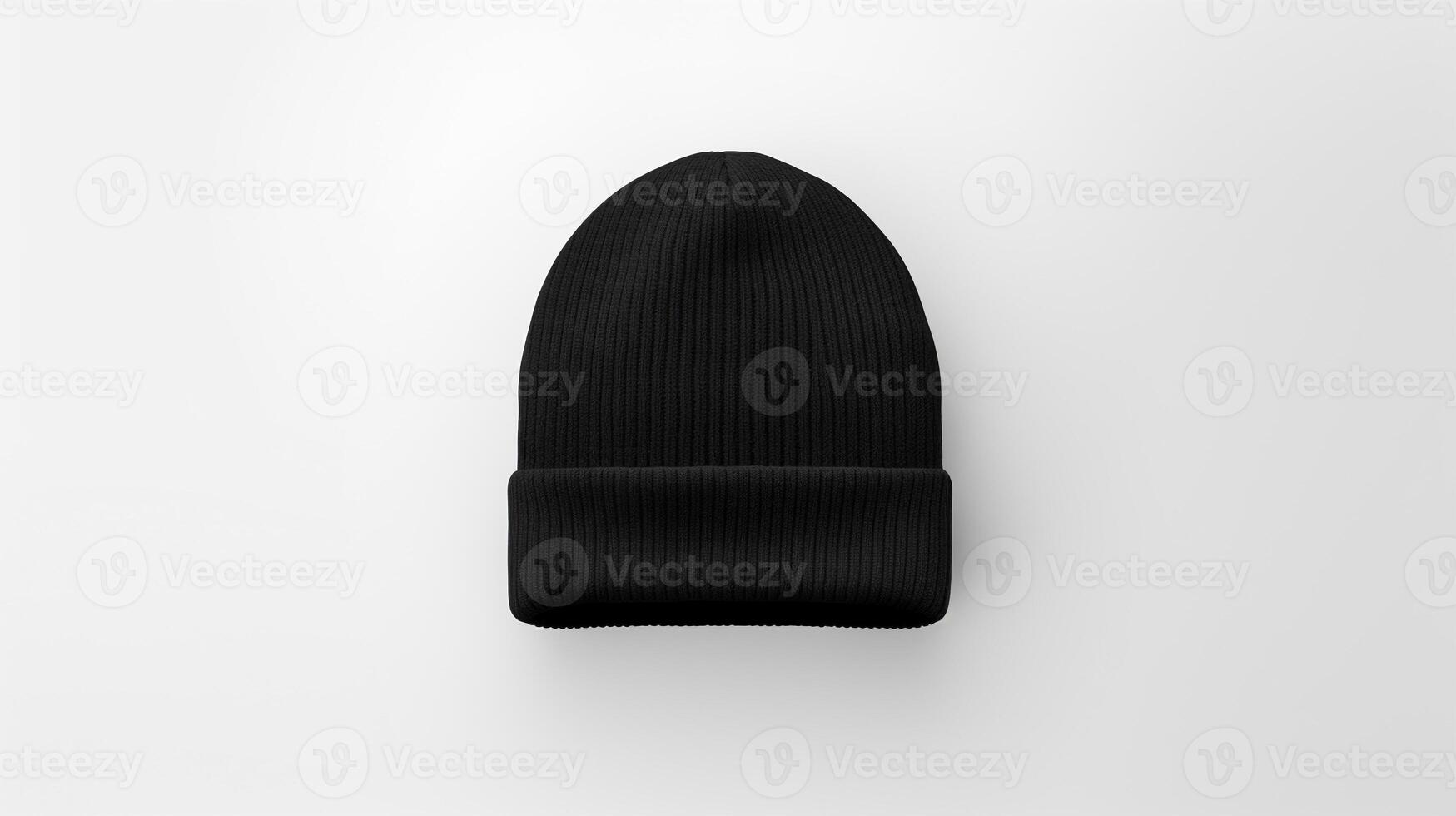 AI generated Photo of Black Beanie cap isolated on white background. AI Generated