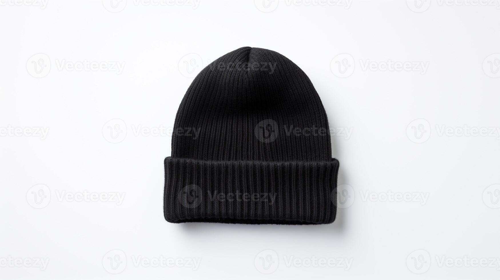 AI generated Photo of Black Beanie cap isolated on white background. AI Generated