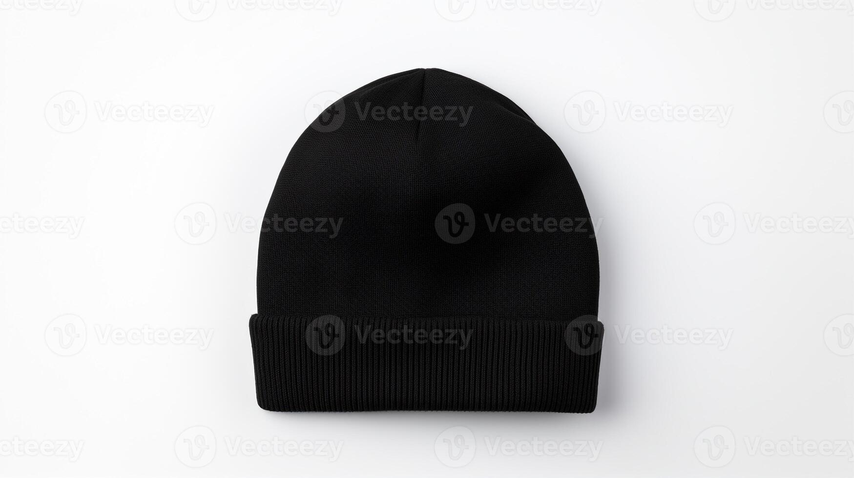 AI generated Photo of Black Beanie Hat isolated on white background. AI Generated