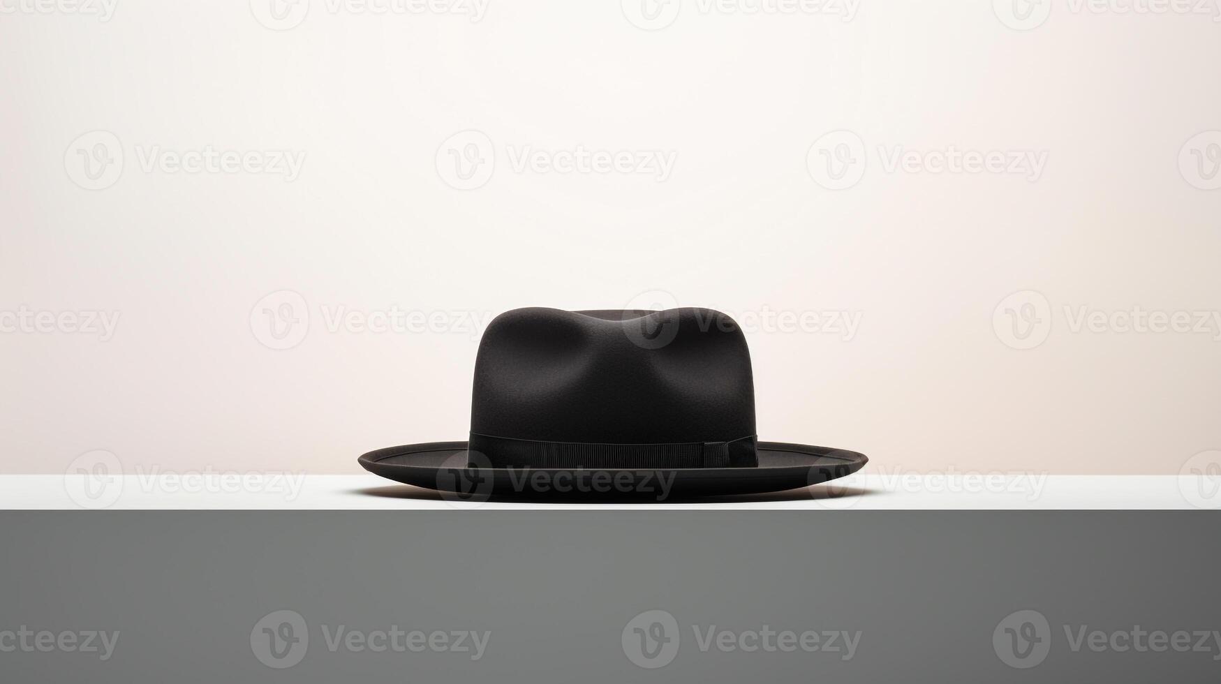 AI generated Photo of Black Boater Hat isolated on white background. AI Generated