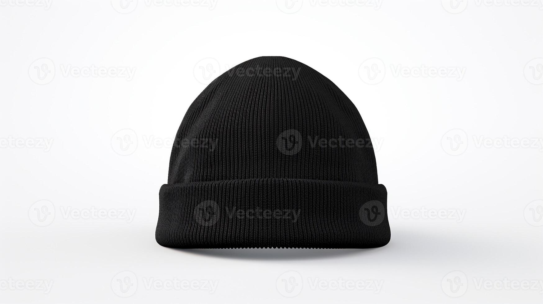AI generated Photo of Black Beanie Hat isolated on white background. AI Generated