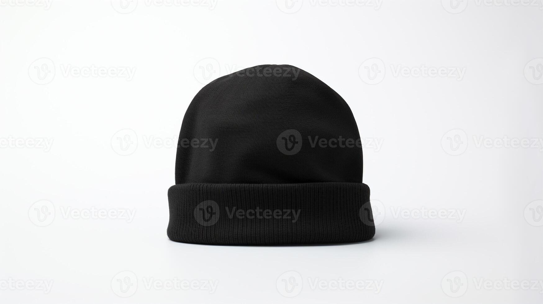 AI generated Photo of Black Beanie Hat isolated on white background. AI Generated