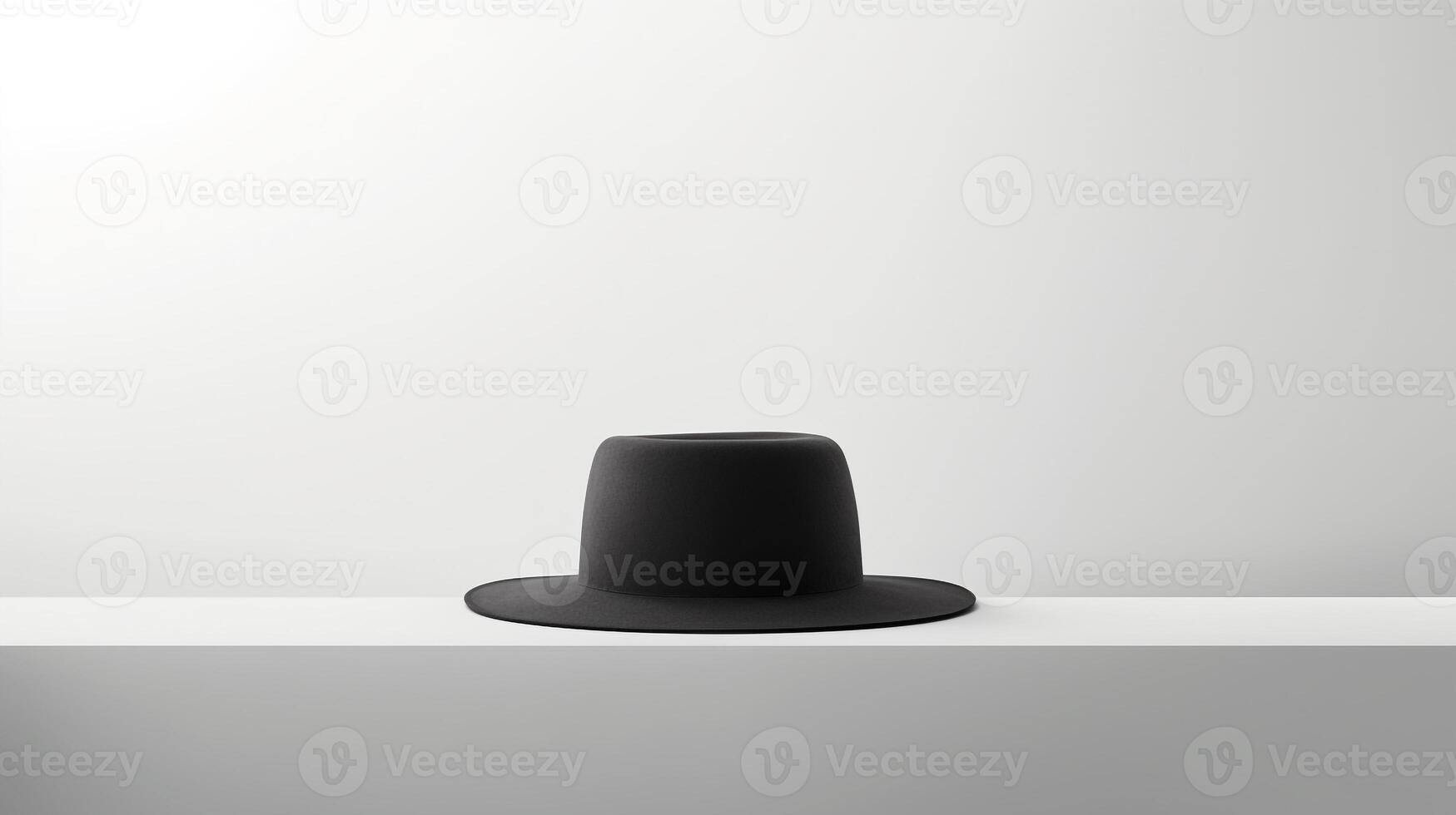 AI generated Photo of Black Boater Hat isolated on white background. AI Generated