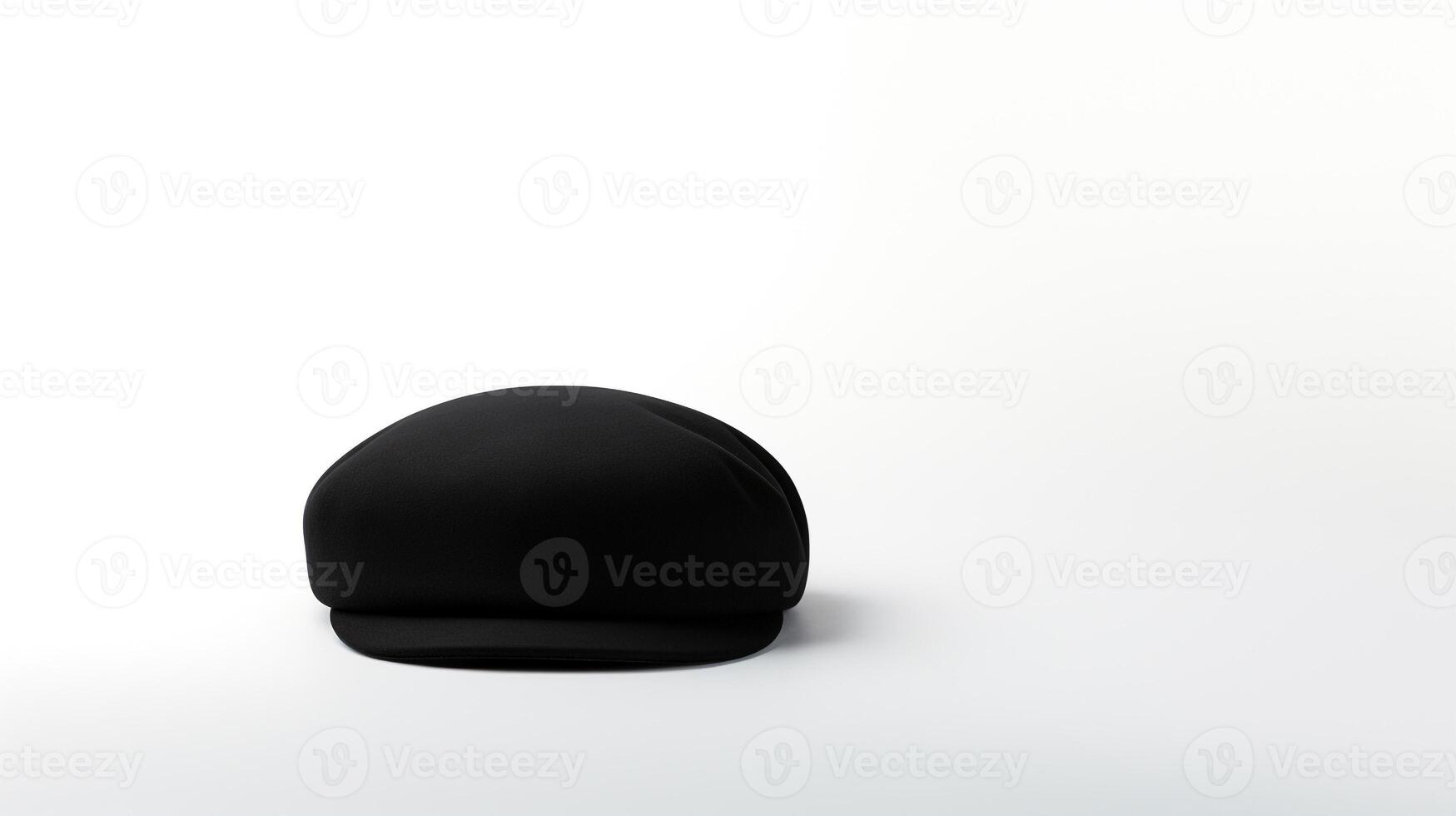 AI generated Photo of Black Beret Hat isolated on white background. AI Generated