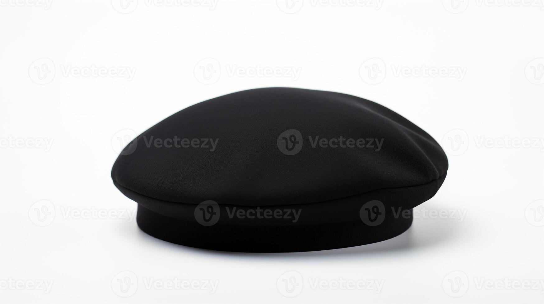 AI generated Photo of Black Beret Hat isolated on white background. AI Generated