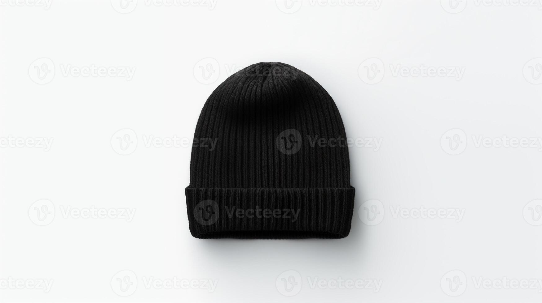 AI generated Photo of Black Beanie cap isolated on white background. AI Generated