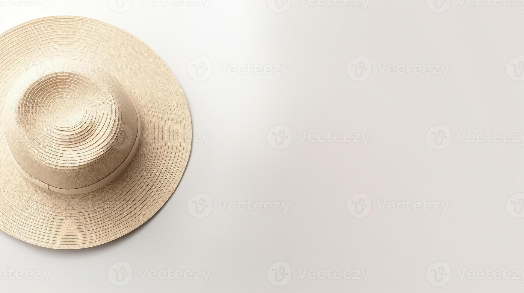 AI generated Photo of Beige Straw hat isolated on white background. AI Generated