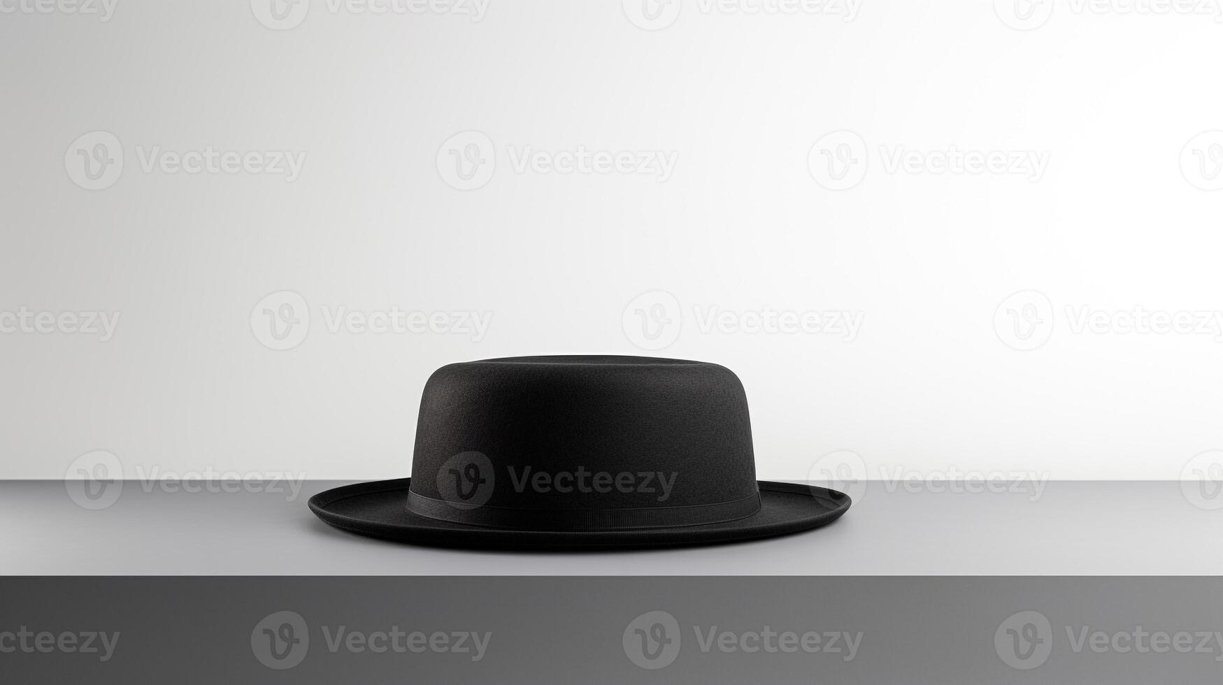 AI generated Photo of Black Boater Hat isolated on white background. AI Generated