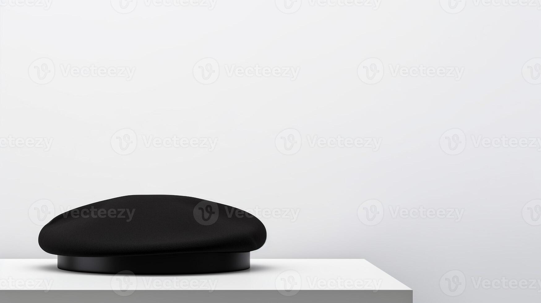 AI generated Photo of Black Beret Hat isolated on white background. AI Generated