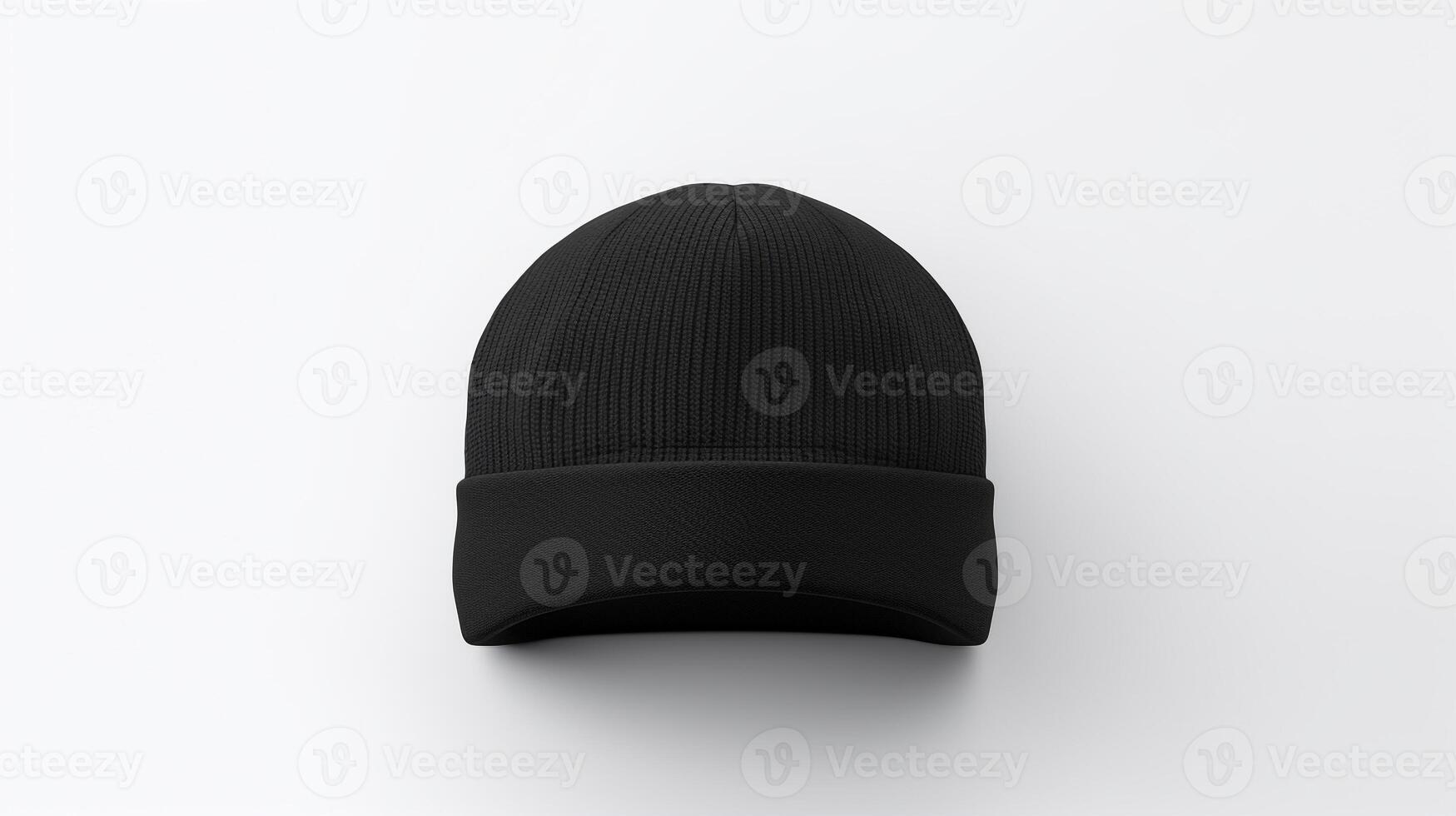 AI generated Photo of Black Beanie cap isolated on white background. AI Generated