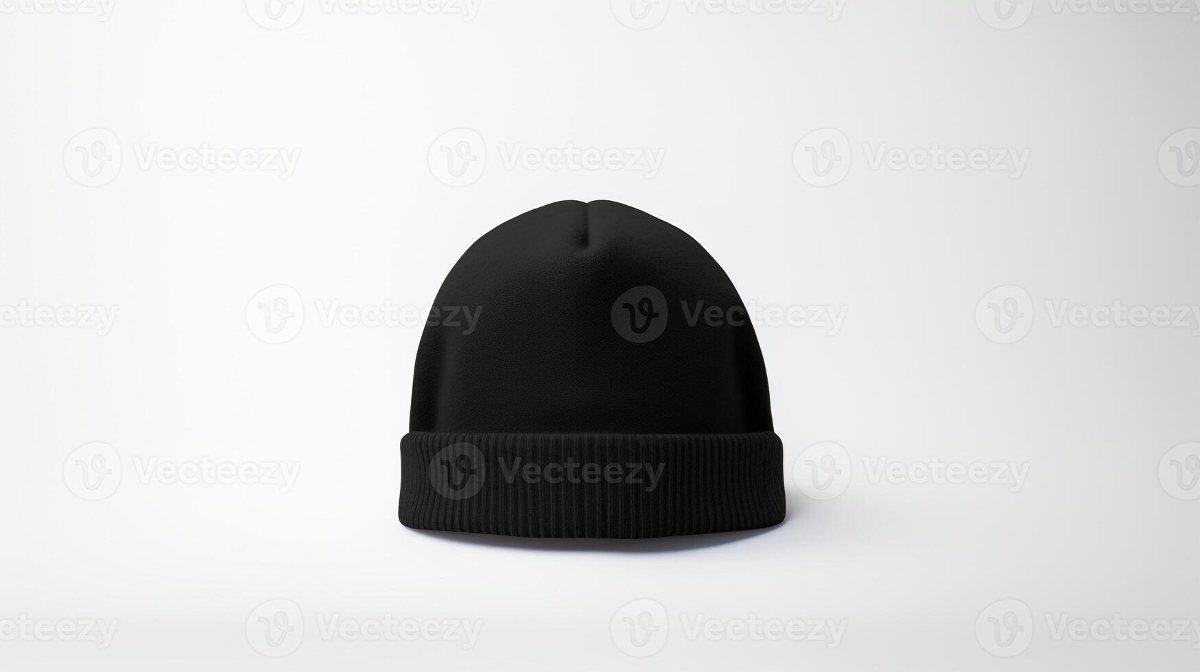 AI generated Photo of Black Beanie Hat isolated on white background. AI Generated