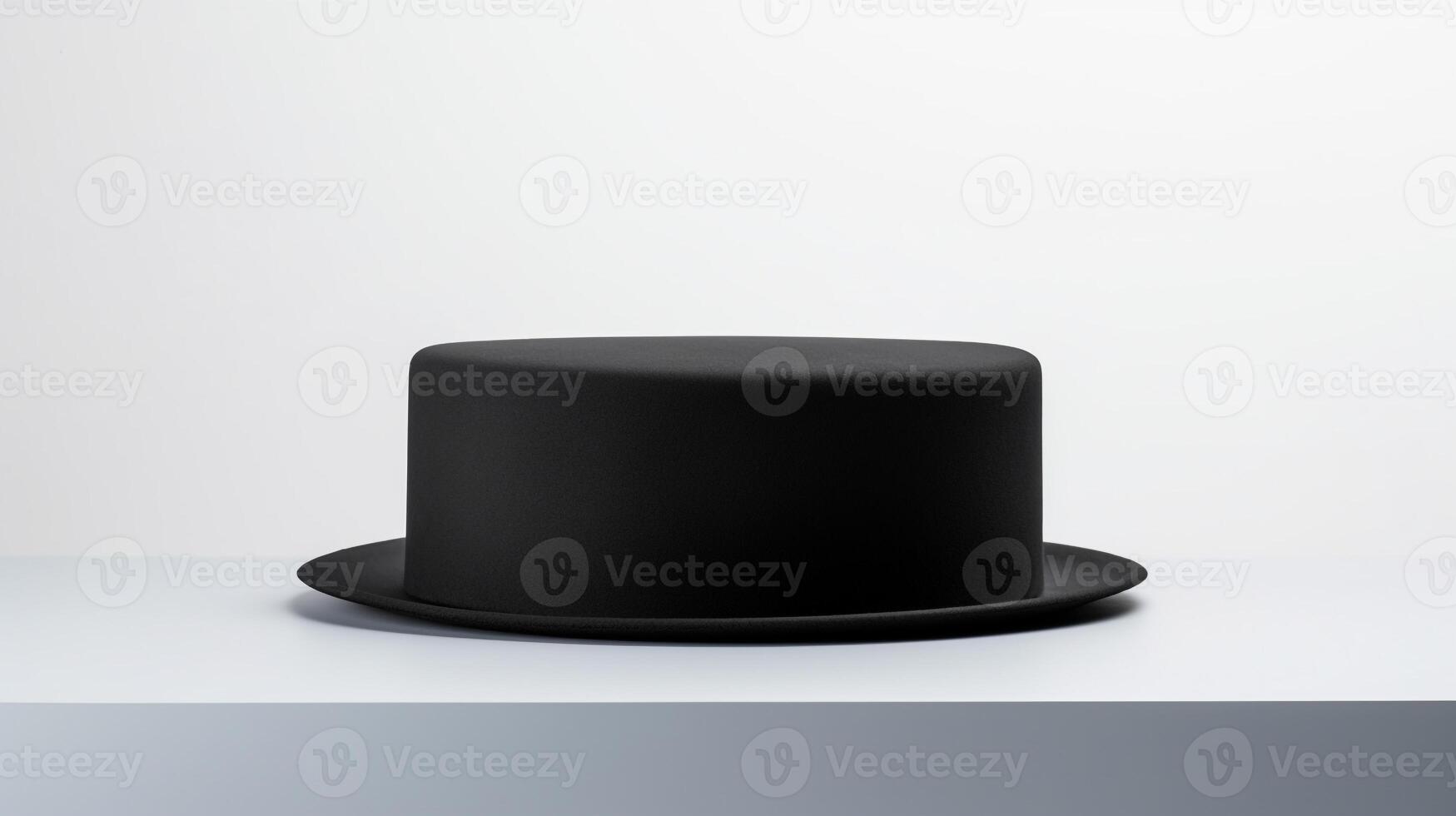 AI generated Photo of Black Pork Pie Hat isolated on white background. AI Generated