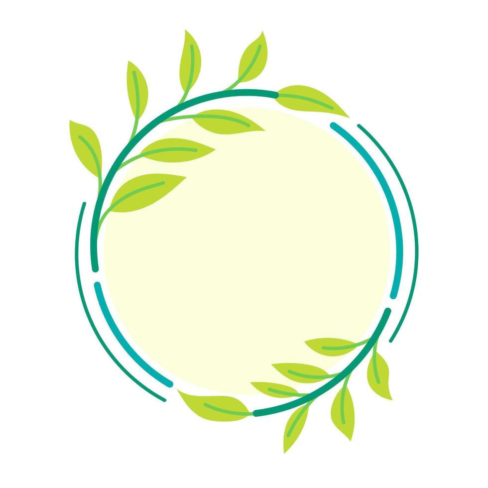 Circle Nature Logo with Leaves Frame vector