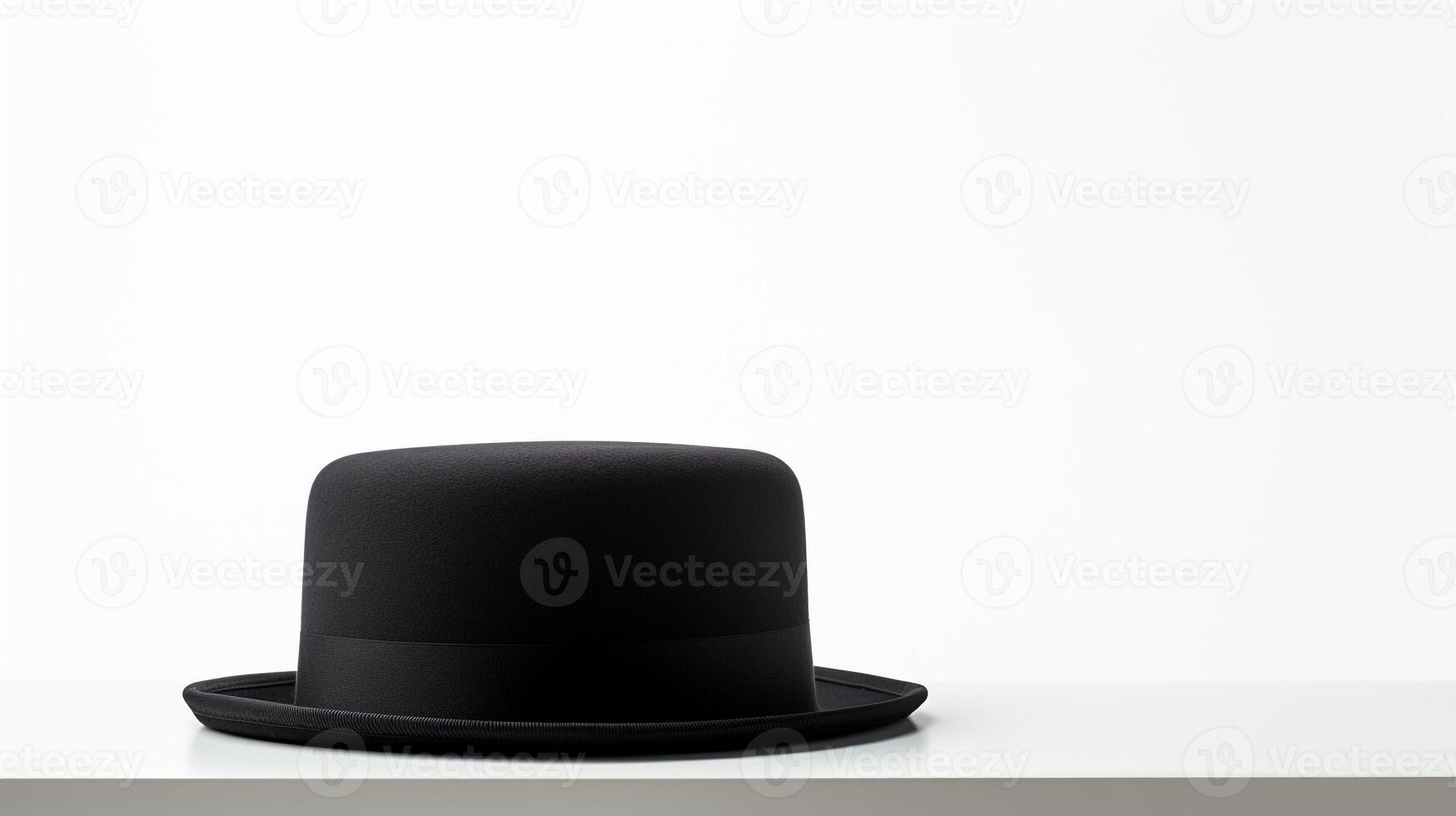 AI generated Photo of Black Pork Pie Hat isolated on white background. AI Generated