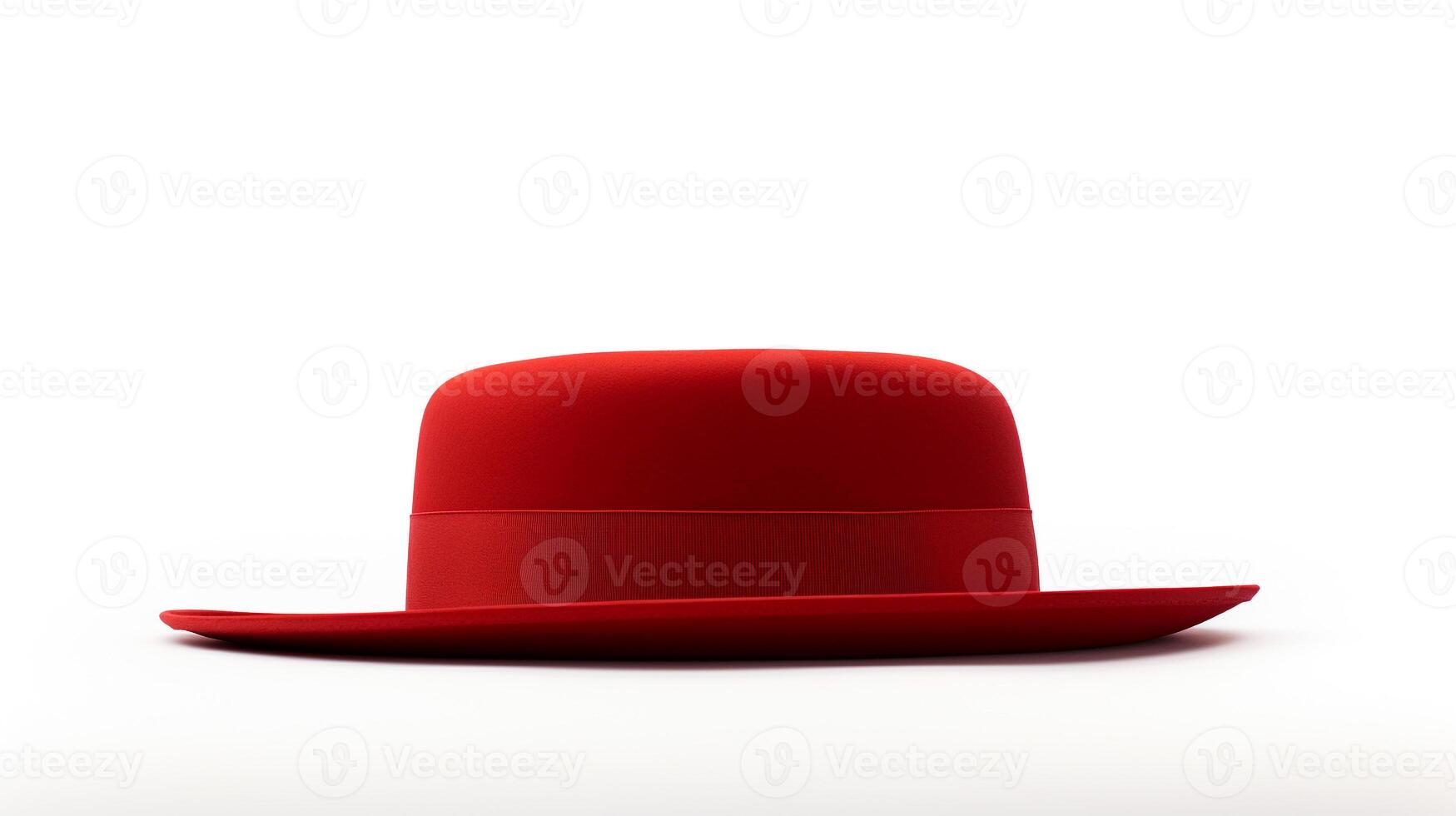 AI generated Photo of Red Boater Hat isolated on white background. AI Generated