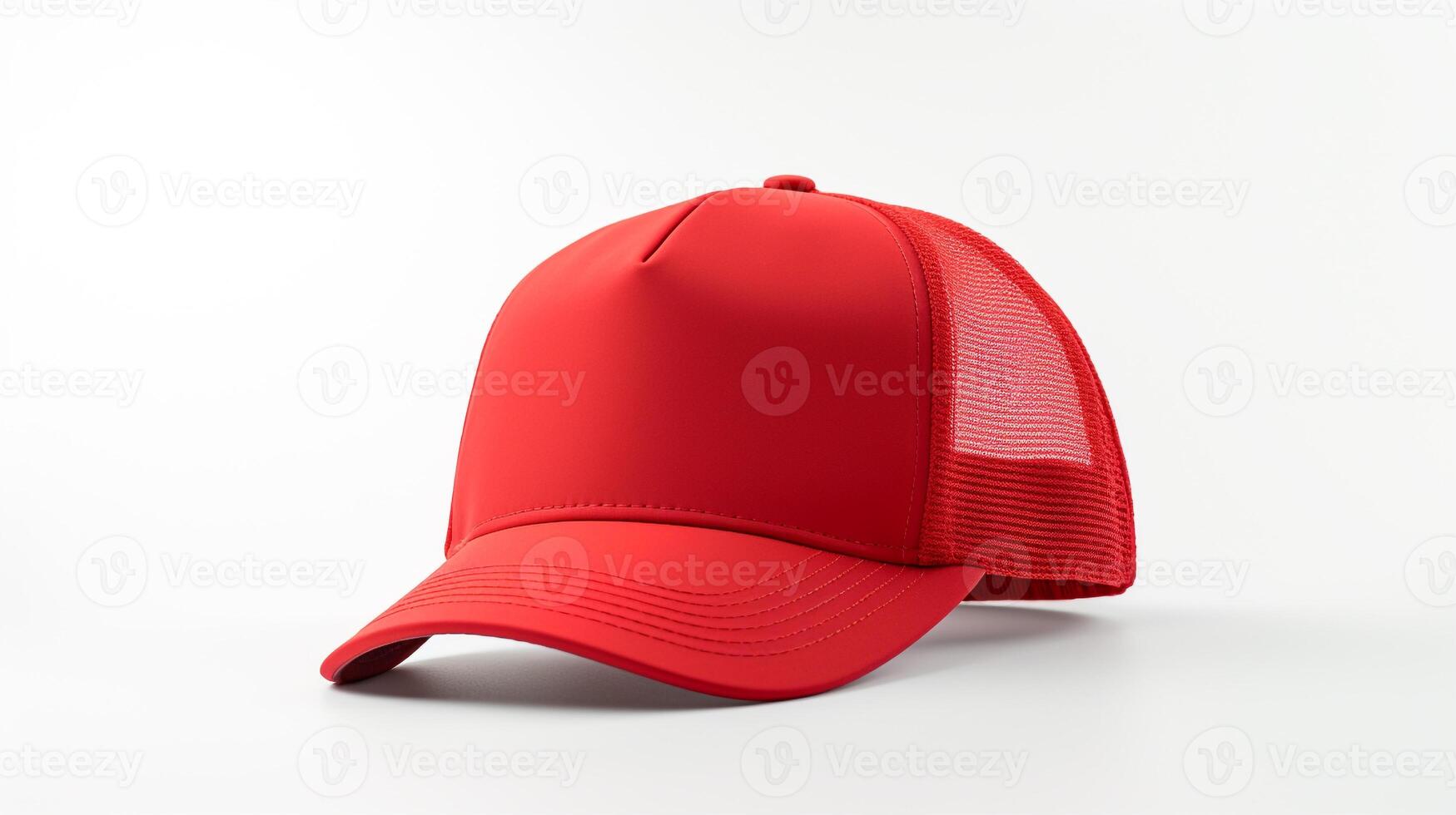 AI generated Photo of Red Trucker Cap isolated on white background. AI Generated