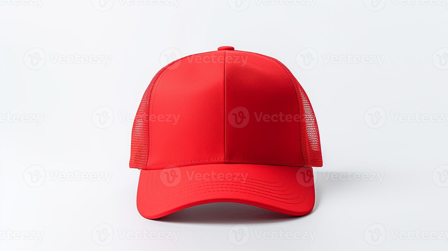 AI generated Photo of Red Trucker Cap isolated on white background. AI Generated