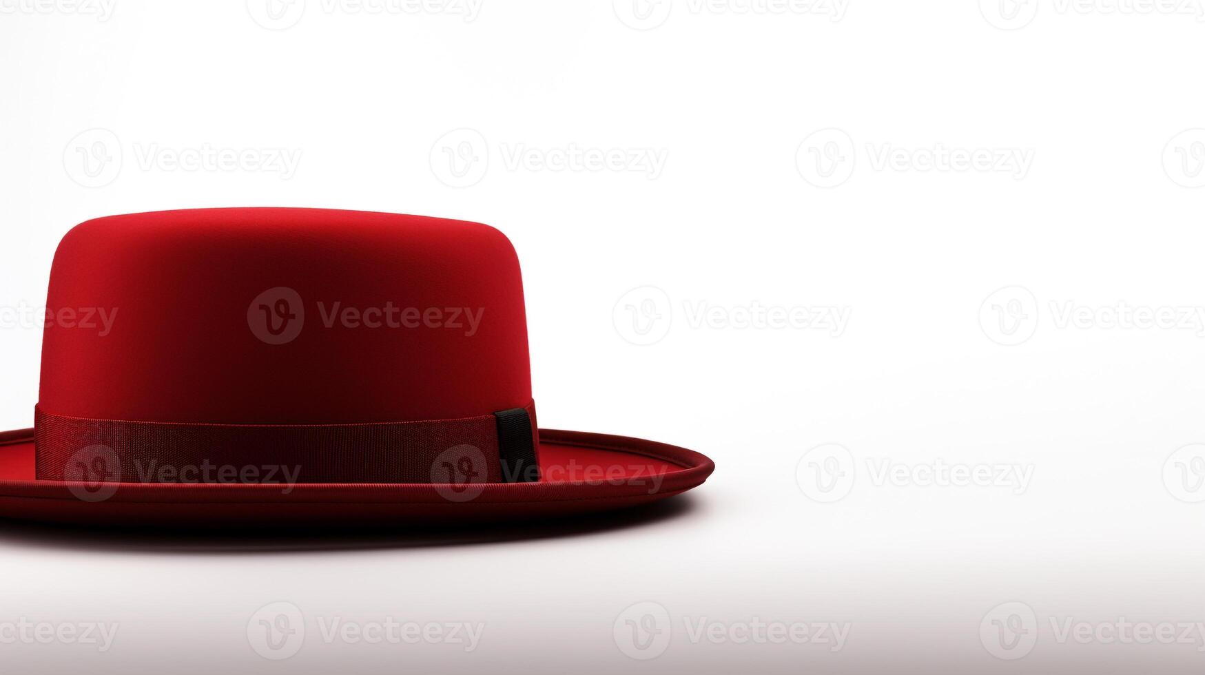 AI generated Photo of Red Boater Hat isolated on white background. AI Generated