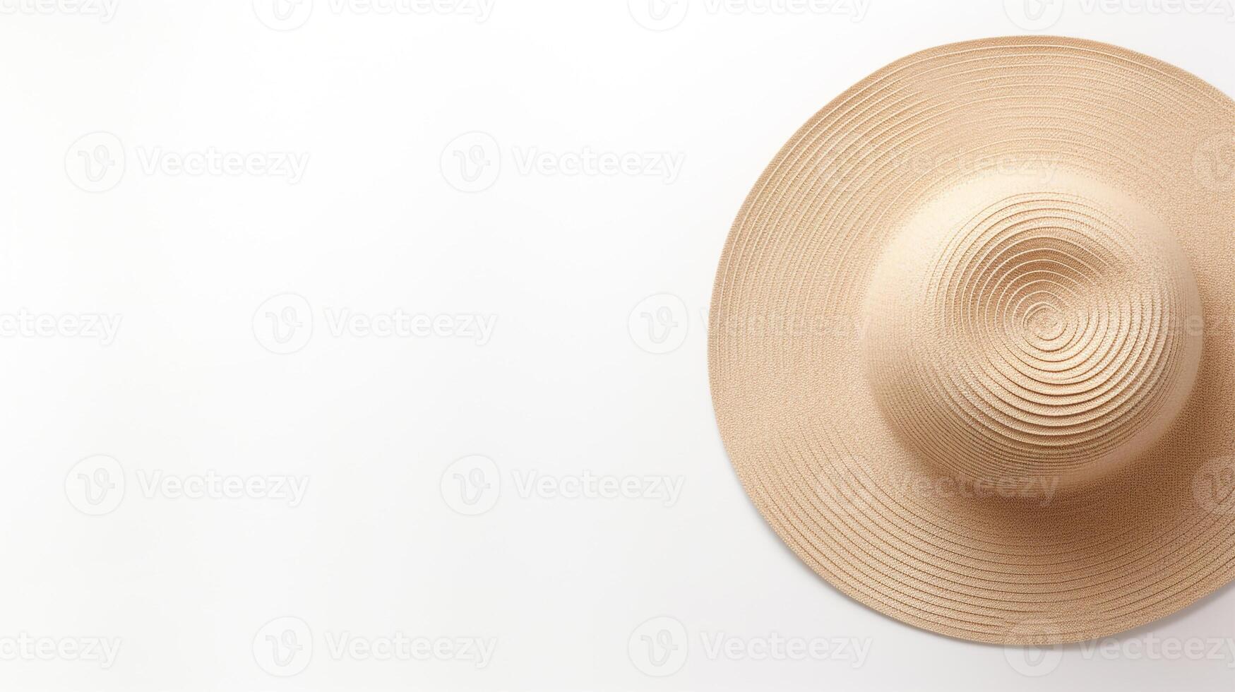 AI generated Photo of Beige Straw hat isolated on white background. AI Generated