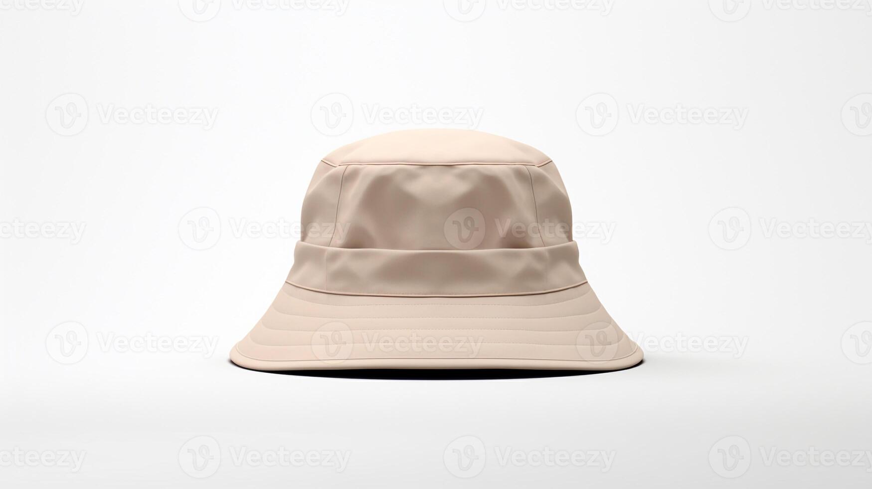 AI generated Photo of Beige Bucket Hat isolated on white background. AI Generated