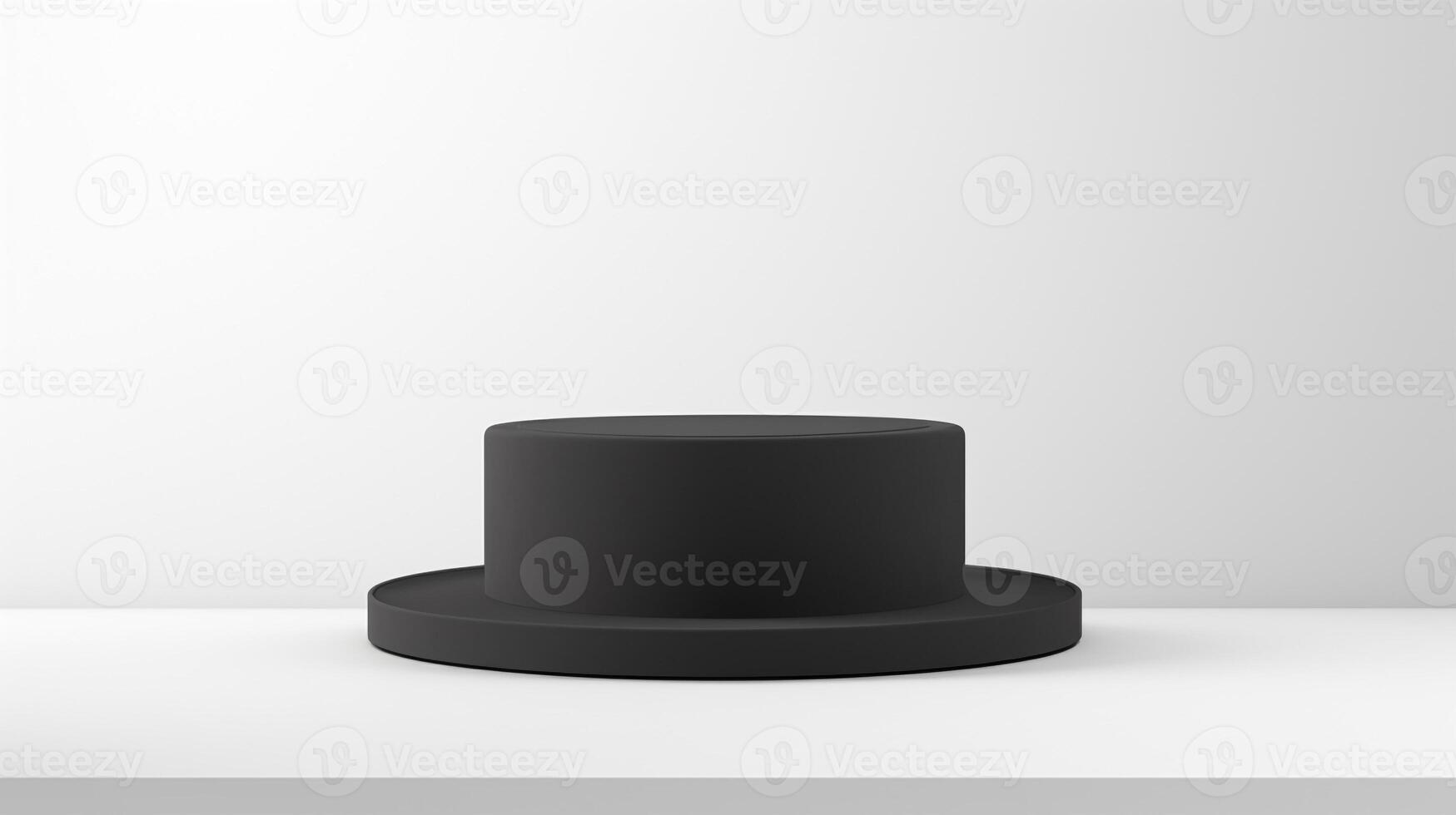 AI generated Photo of Black Pork Pie Hat isolated on white background. AI Generated