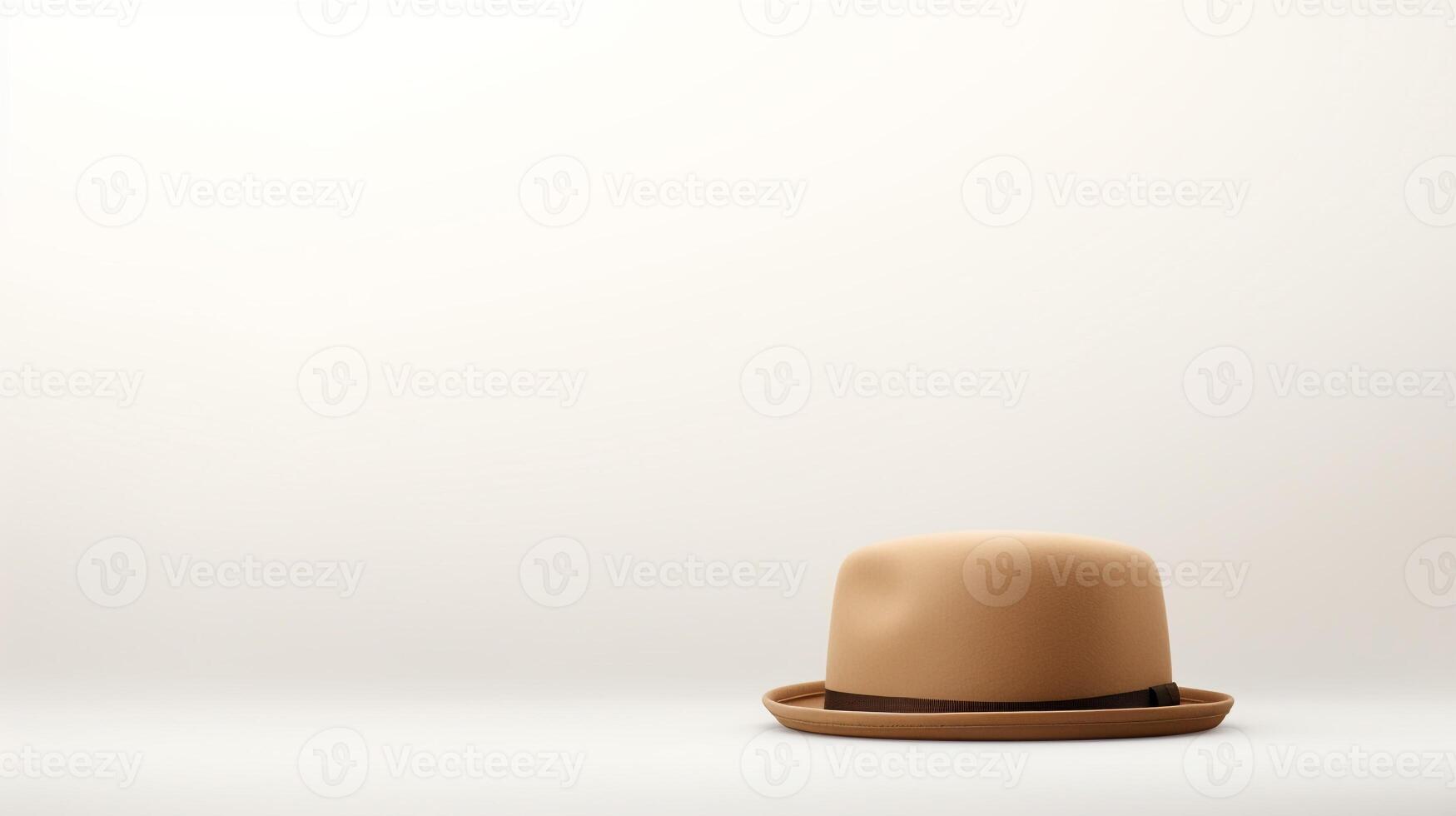 AI generated Photo of Beige Bowler Hat isolated on white background. AI Generated