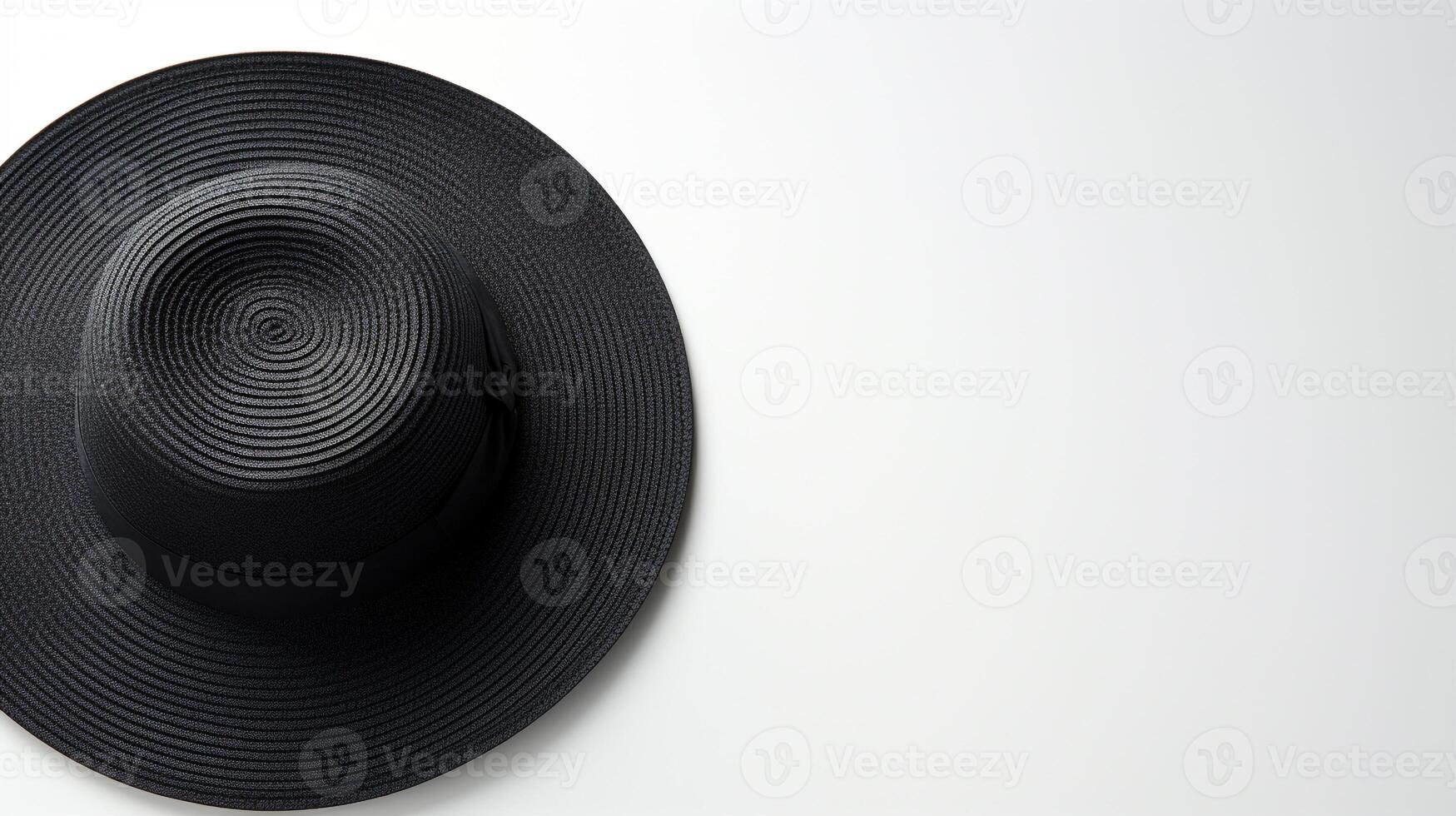 AI generated Photo of Black Straw hat isolated on white background. AI Generated