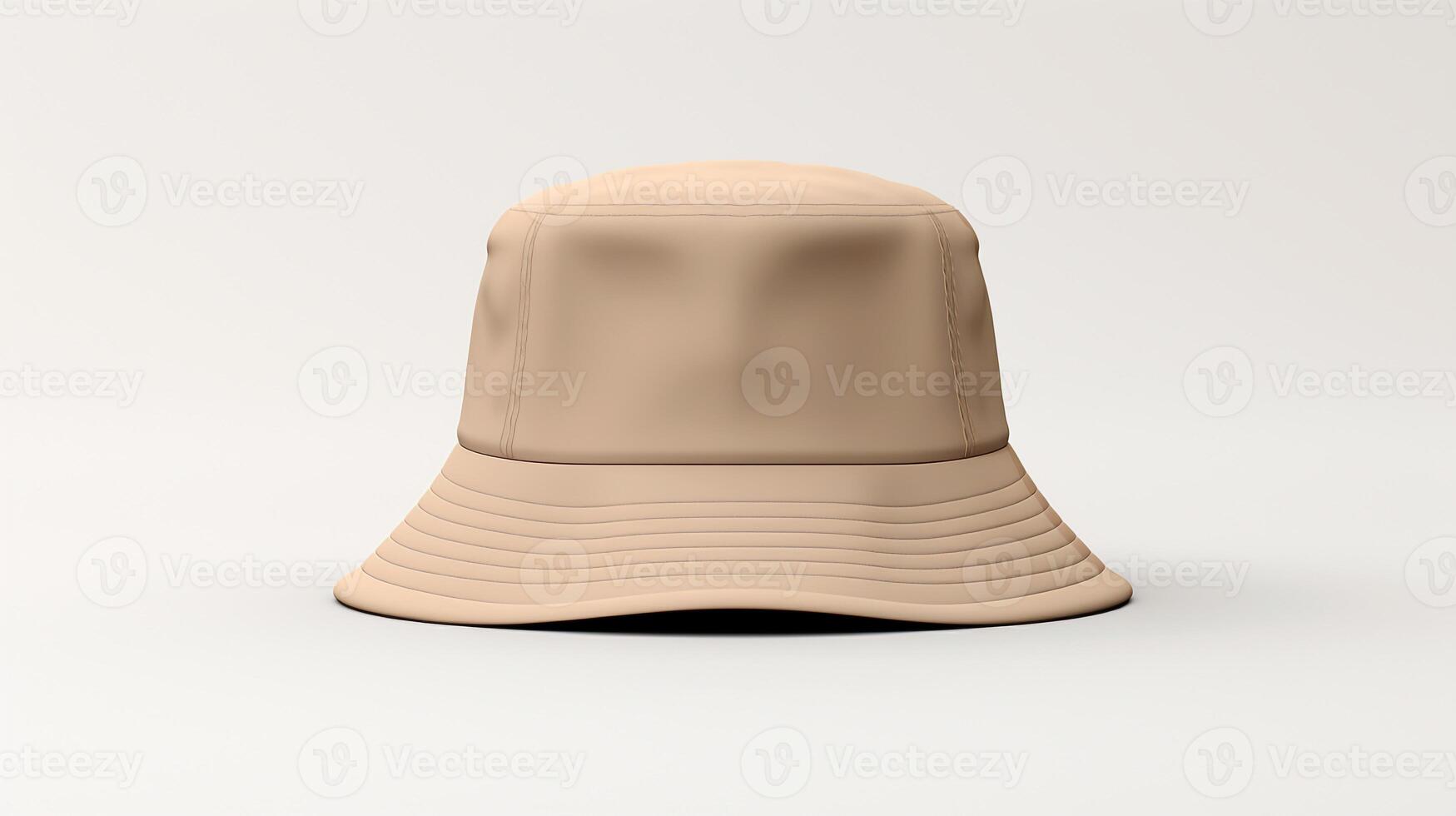 AI generated Photo of Beige Bucket Hat isolated on white background. AI Generated